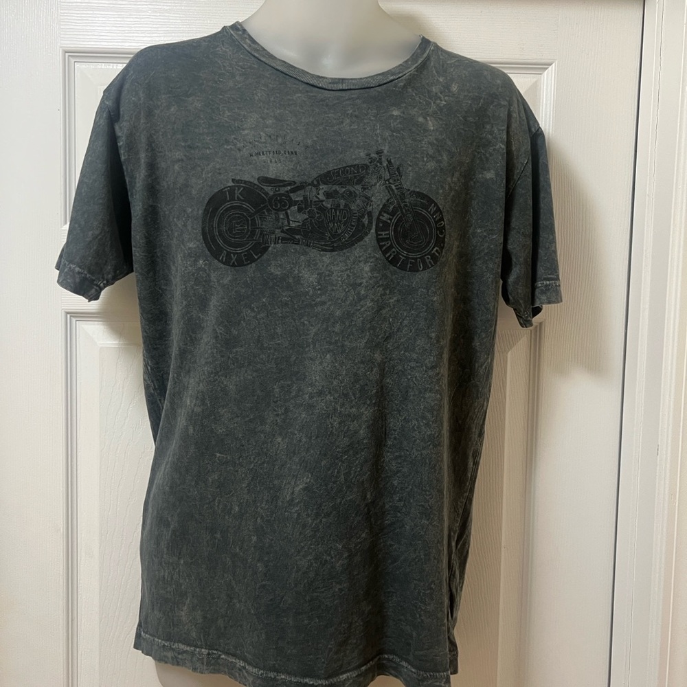 Vintage Motorcycle Graphic Tee in Washed Black